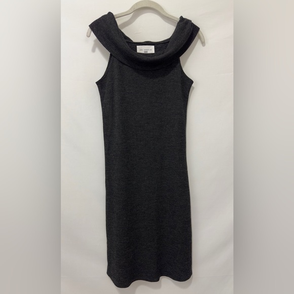 Sol Angeles Thermal Off-The-Shoulder Black Midi Dress Small - Picture 7 of 8